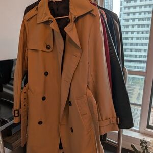 Zara Tan Trench Coat Double-Breasted Belted